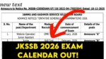 JKSSB Exam Calendar 2026 Tentative Schedule PDF