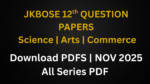 JKBOSE Class 12th Question Papers November Session 2025 PDF