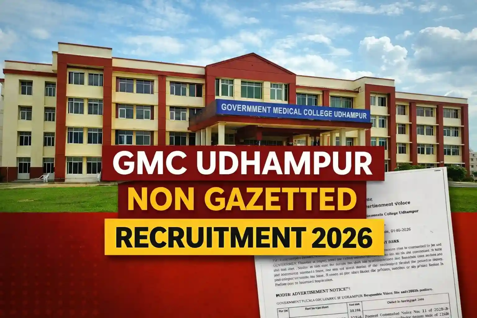 GMC Udhampur Non Gazetted Recruitment 2026