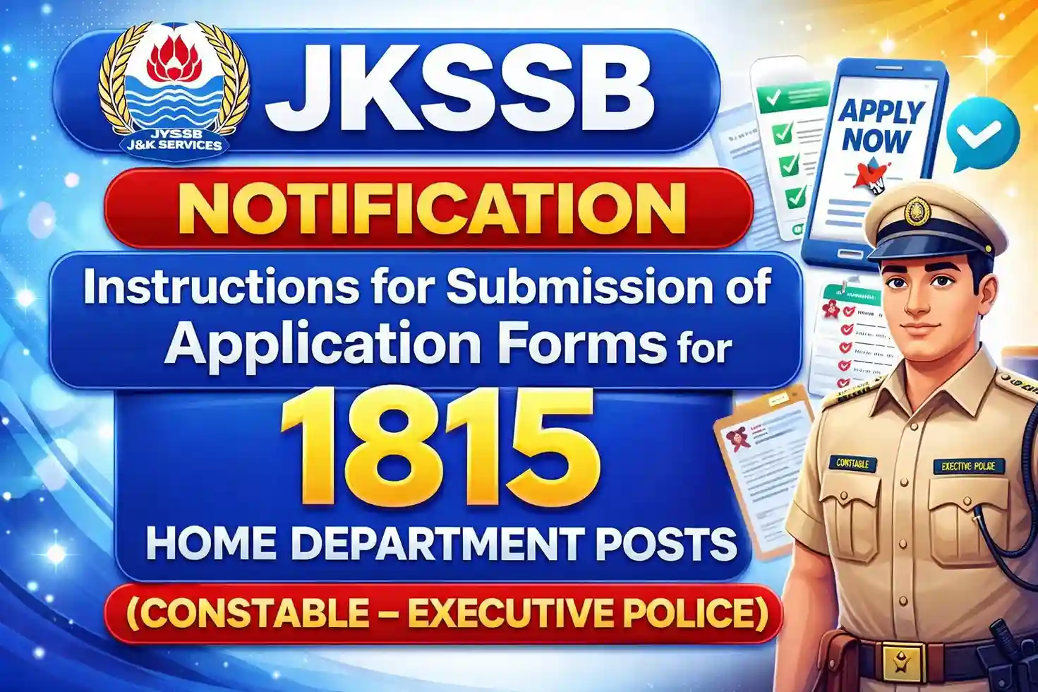 JKSSB Notification Home Department Application Form 2026