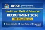 JKSSB Health and Medical Education Recruitment 2026 notification