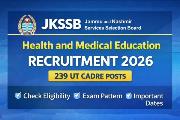 JKSSB Health and Medical Education Recruitment 2026 notification