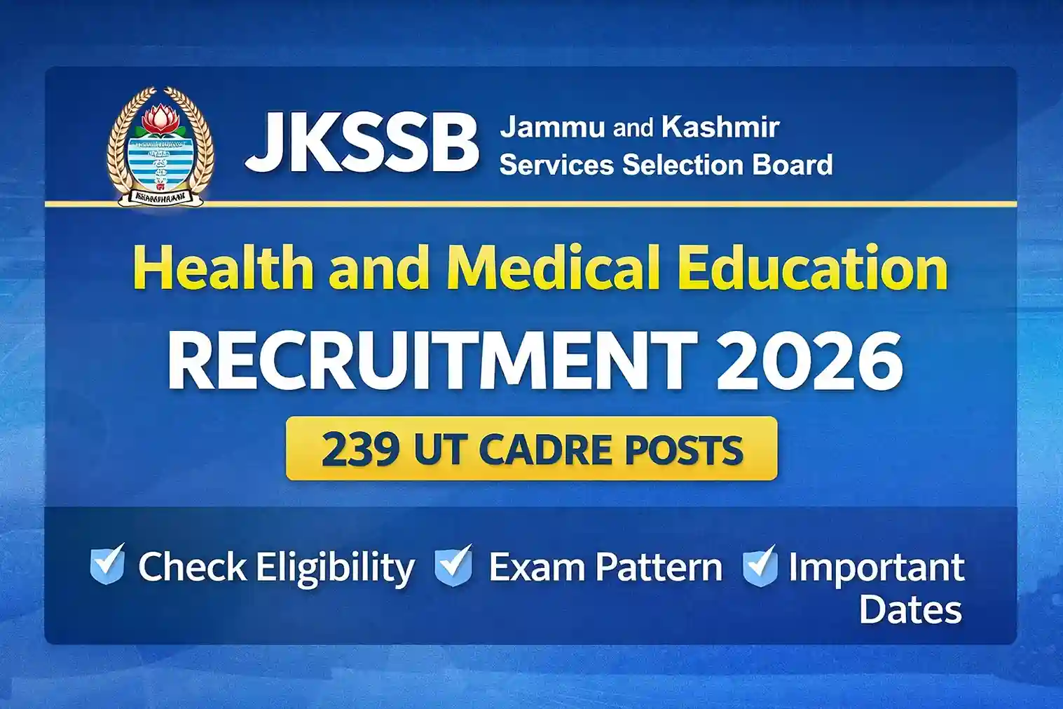 JKSSB Health and Medical Education Recruitment 2026 notification