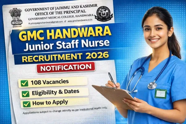 GMC Handwara Junior Staff Nurse Recruitment 2026 Notification
