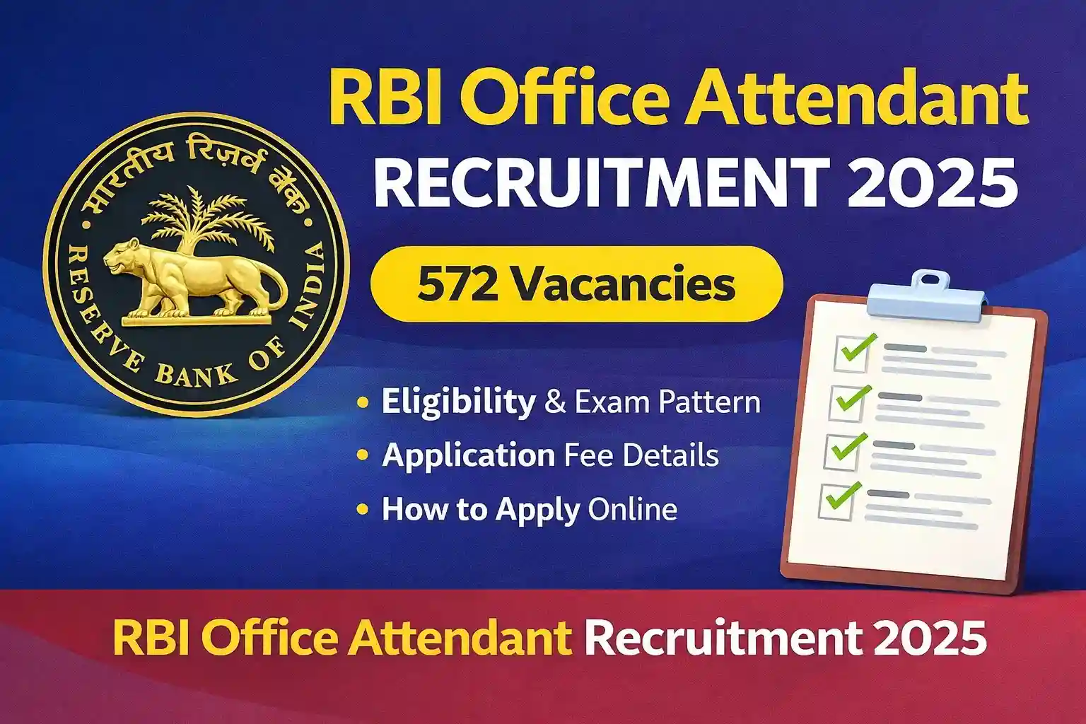 RBI Office Attendant Recruitment 2025 official notification