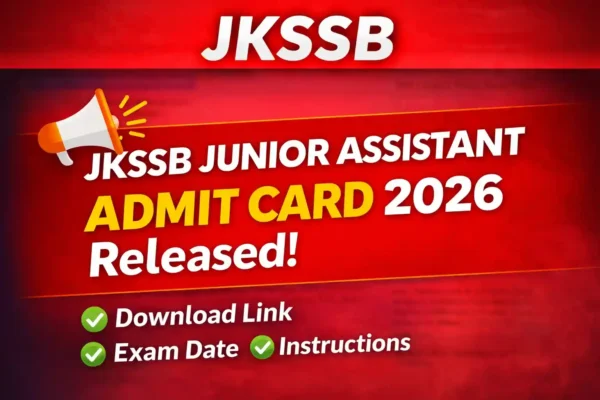 JKSSB Junior Assistant Admit Card 2026 download page