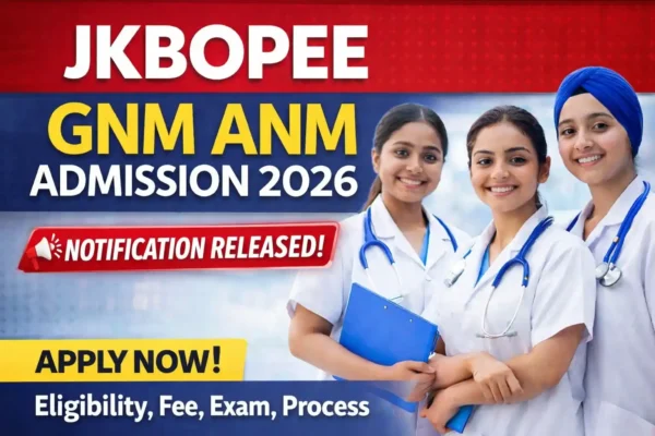 JKBOPEE GNM ANM Admission 2026 notification